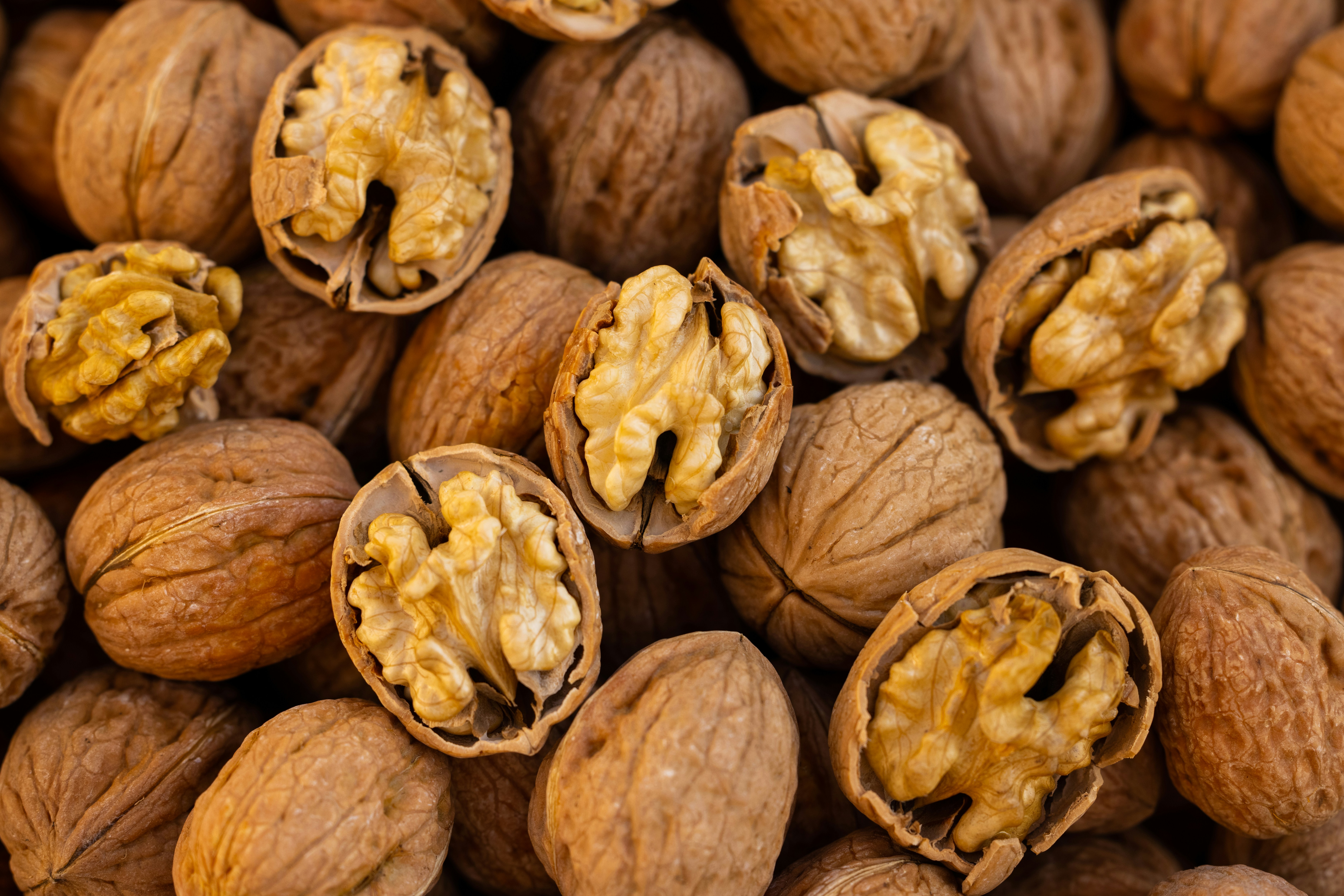 Almonds and walnuts sorted packaging
