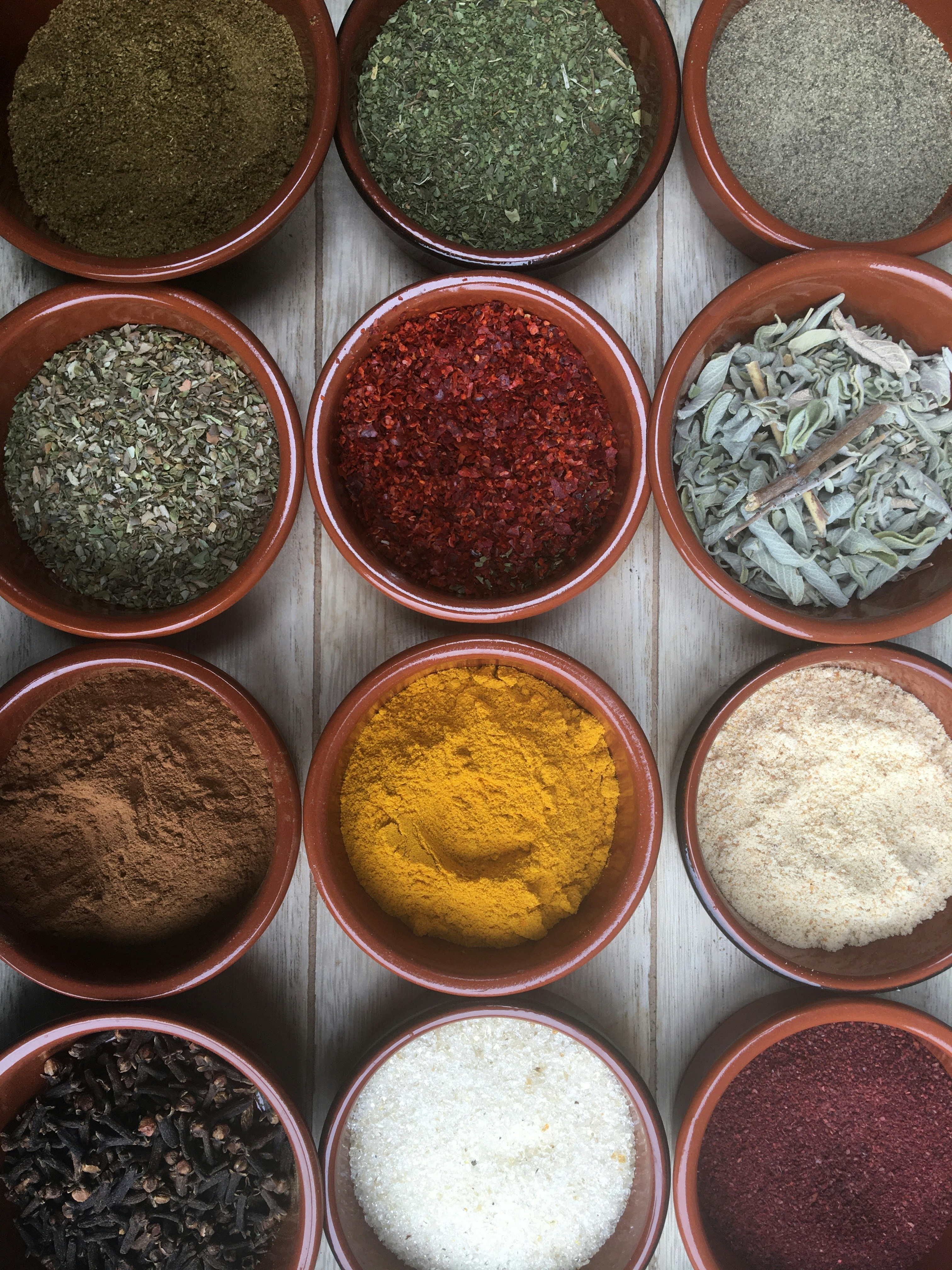 Natural spices in containers ready packaging